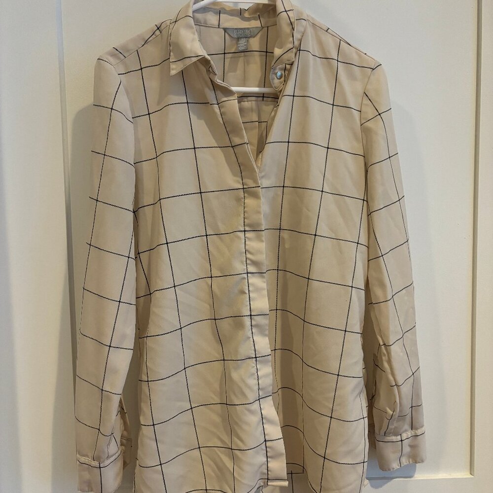 Ellen Tracy Plaid Button Down Blouse - Size M